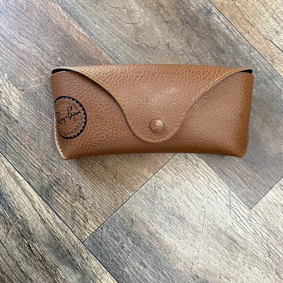 Ray- Ban Sunglass Snap Case Pebbled Tan Brown Leather CASE ONLY - Picture 5 of 11